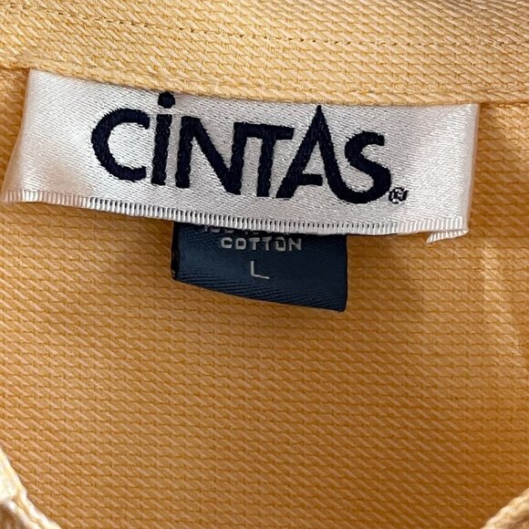 Cintas Casual Button Down Shirt Adults Large Yellow Cotton Comfort Business NWOT - Picture 10 of 10